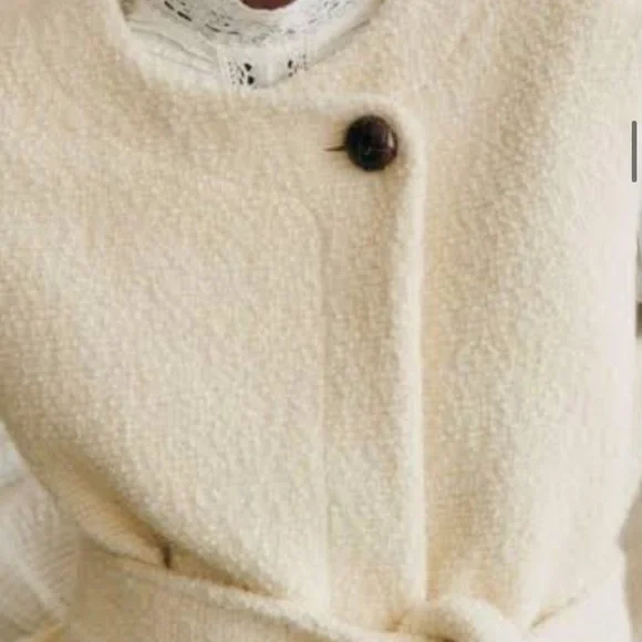 SEZANE Sebastine Quiet Luxury Cream Sleeveless Belted Wool Jacket NWT Size 8 - Picture 5 of 10